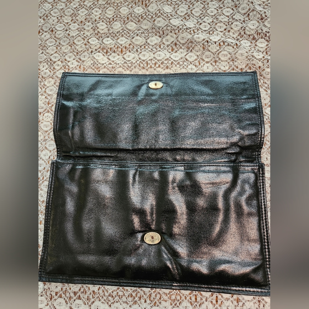 Vintage Cara Black Leather Clutch - Picture 2 of 8